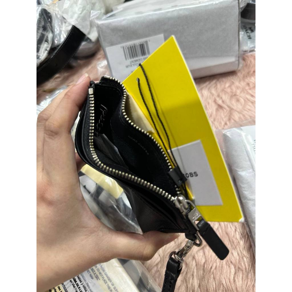 ORIG & IMPORTED MJ The Top Zip Wristlet Wallet Taupe / Black