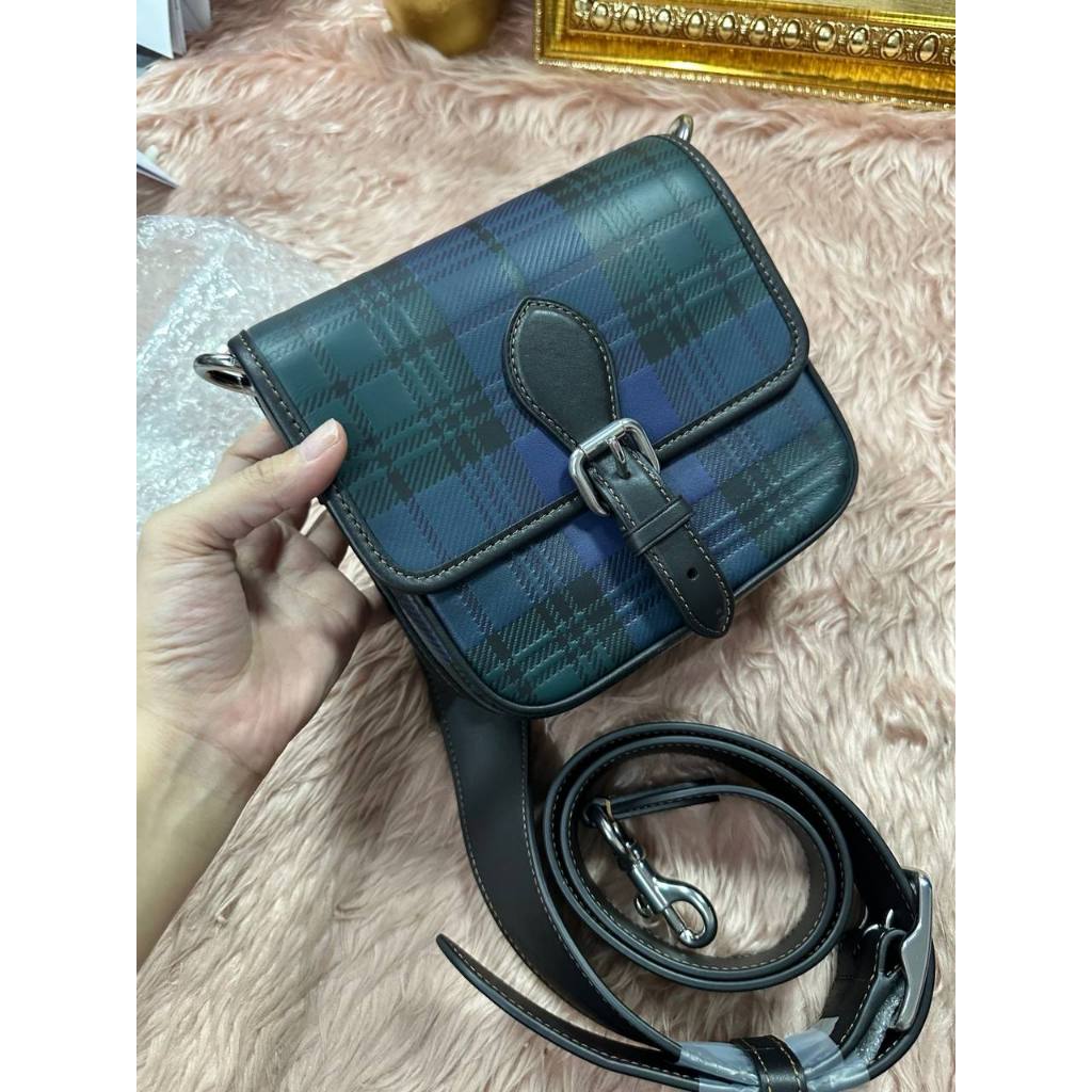 ORIG CCH Retail Frankie Crossbody 18 With Plaid Print Blue Small Men Bag
