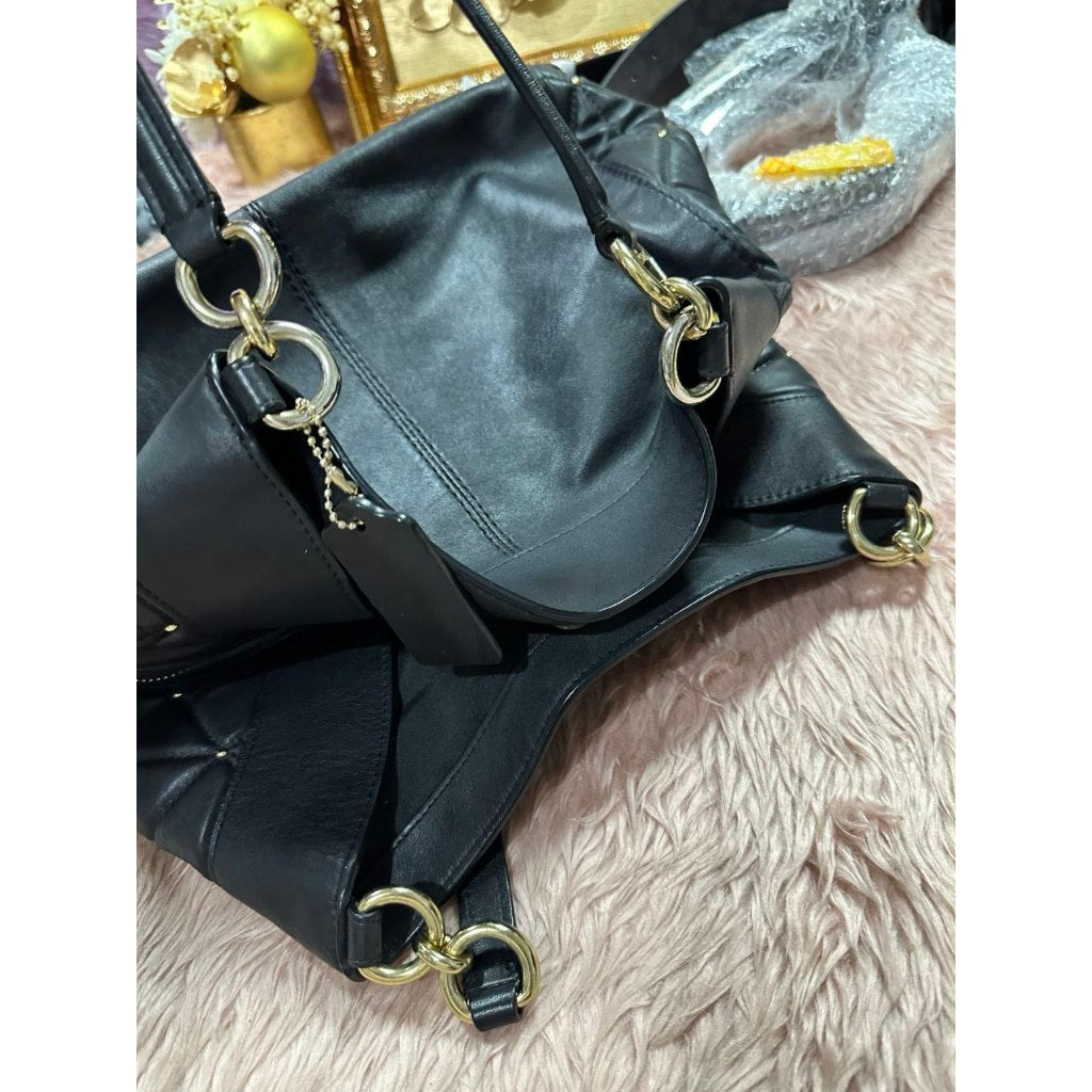 ORIG Preloved CCH Lexi Limited Edition Black Leather Quilted Stud Shoulder Bag