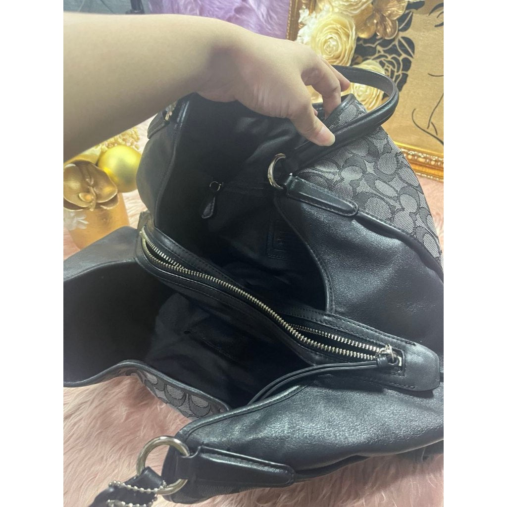 ORIG Preloved CCH Carlyle Shoulder Hobo Bag Black jacquard