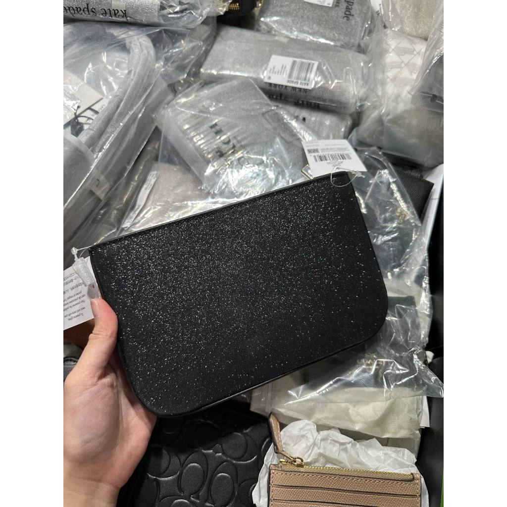 ORIG & IMPORTED KS Glimmer Glitter Pochette Small Shoulder Bag Black