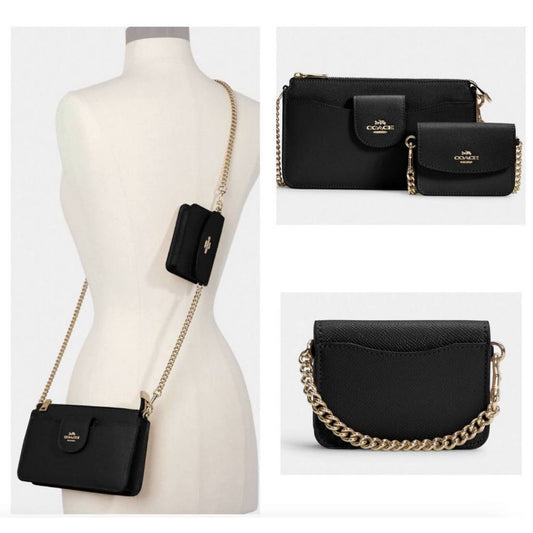 ORIG & IMPORTED CCH Poppy Crossbody Small Black Chain Bag with Wallet