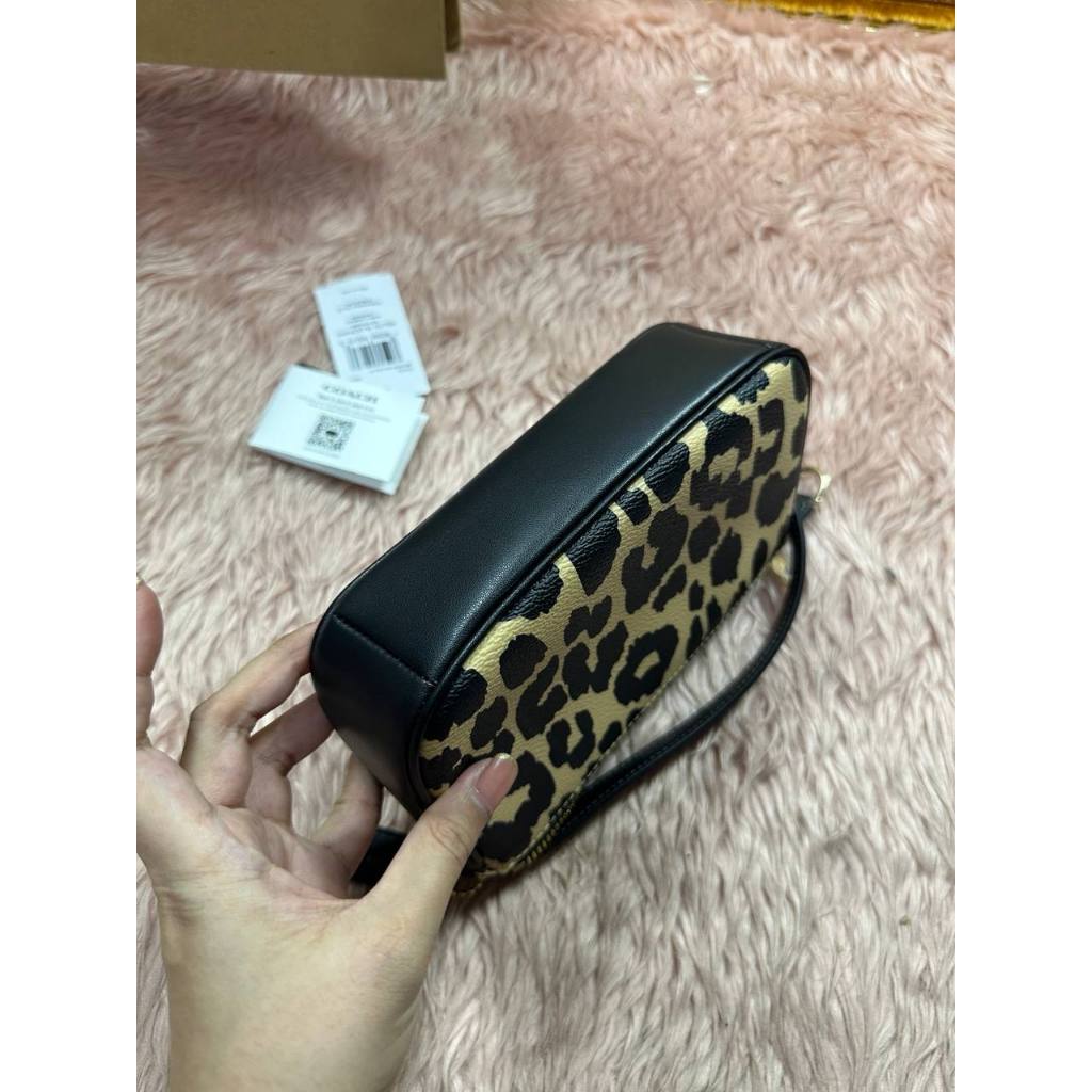 ORIG Preloved CCH Nolita 19 In Signature Canvas Small Leopard Print Brown Bag