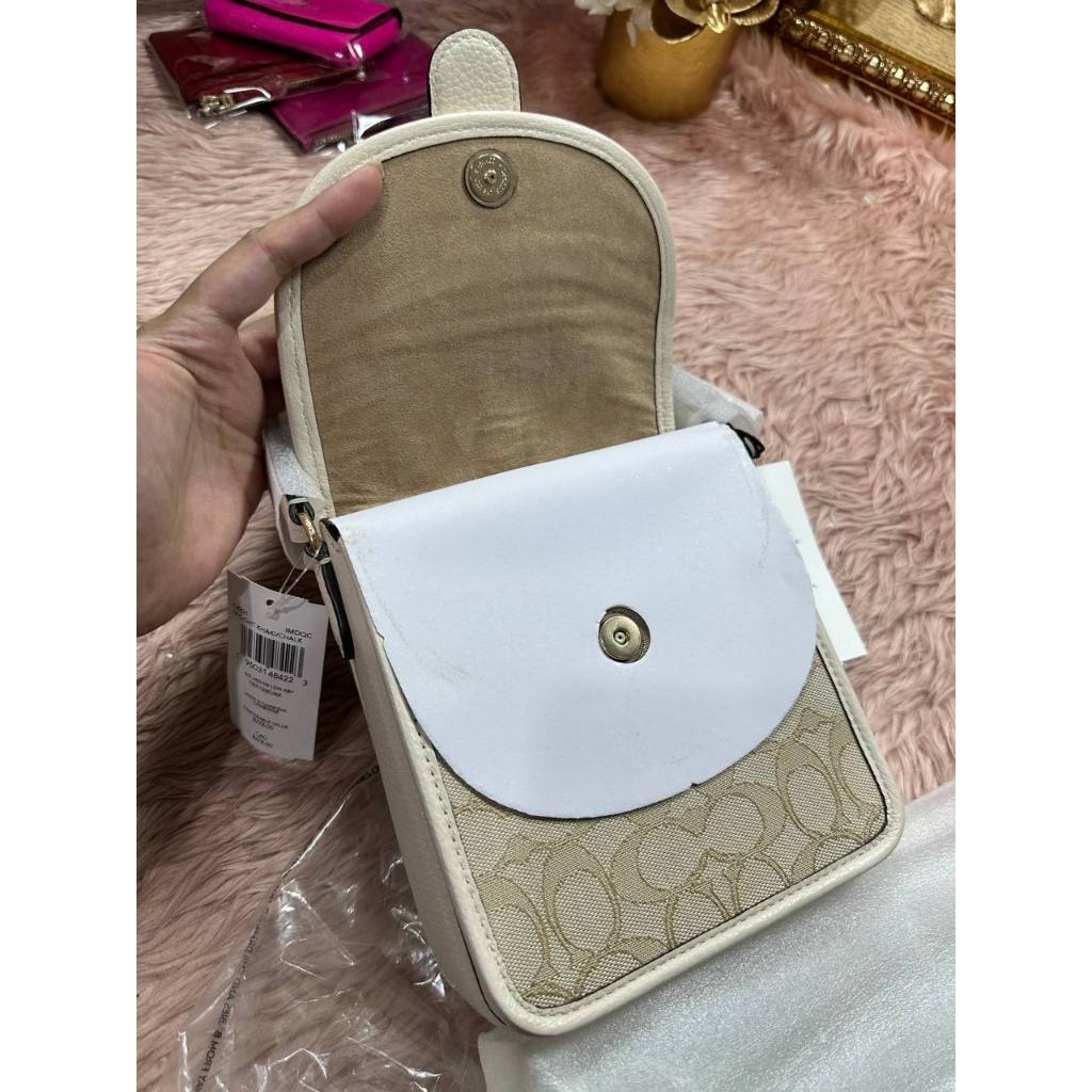 ORIG & IMPORTED CCH North/South Lonnie Phone Crossbody Small Bag In Signature Jacquard White