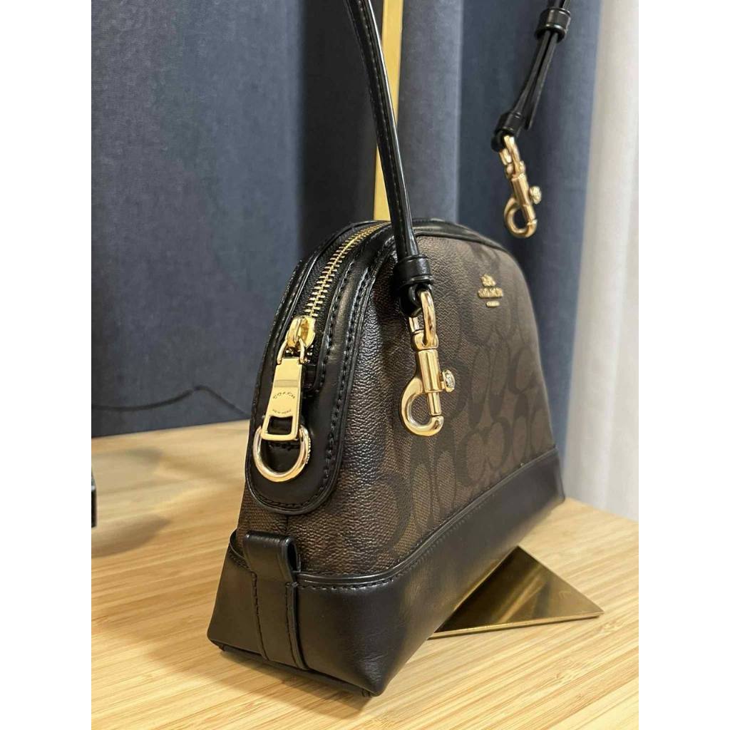 ORIG Preloved CCH Dome Crossbody Signature Brown Black Small Bag