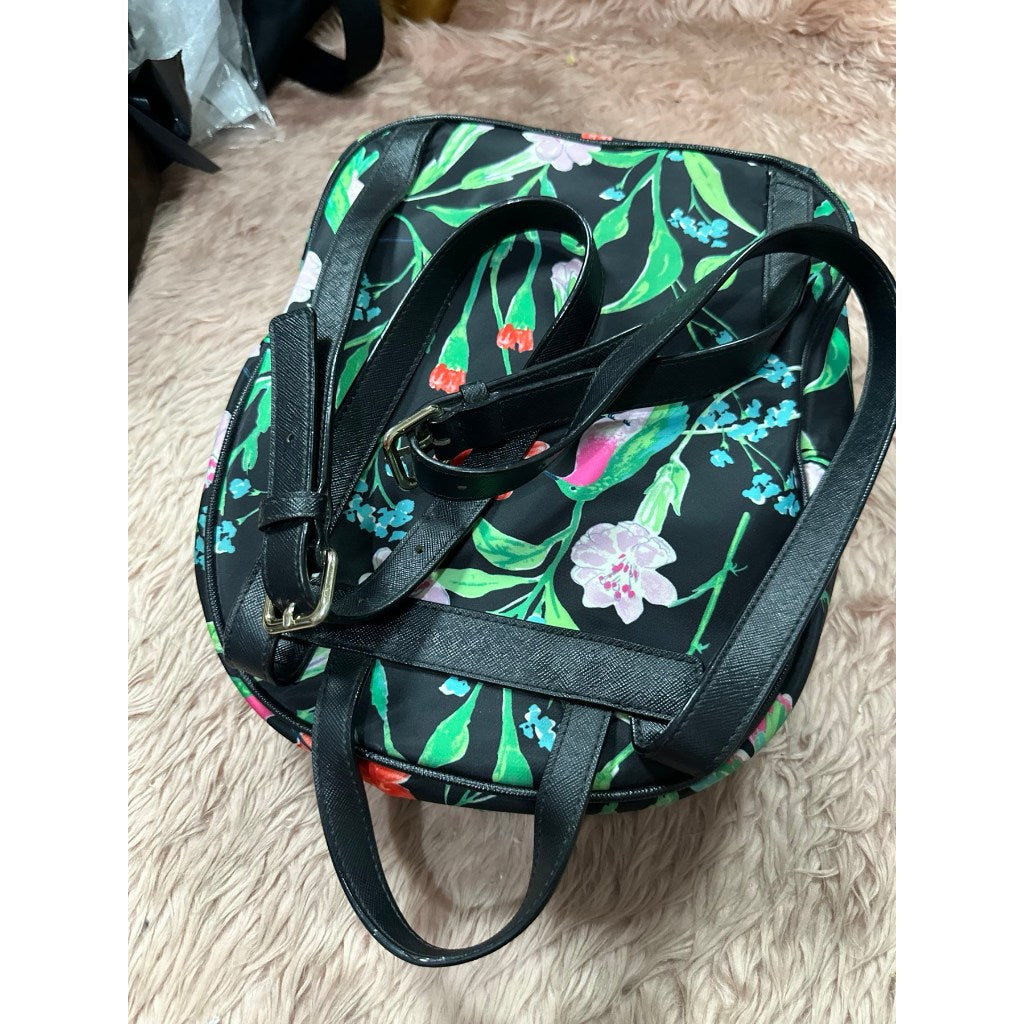 ORIG Preloved KS Wilson Road Botanical Small Bradley Nylon Floral Green Backpack