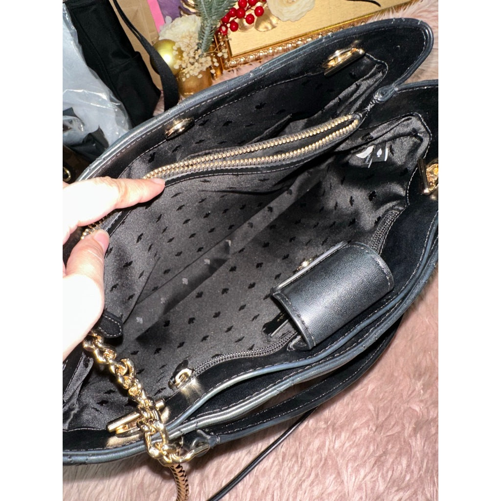 ORIG Preloved KS Large Carey Black Quilted Tote Bag