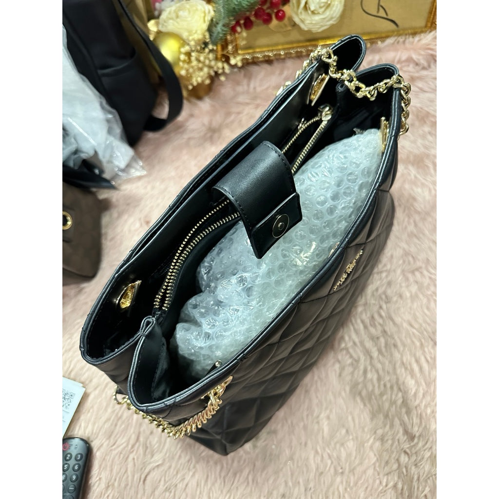 ORIG Preloved KS Large Carey Black Quilted Tote Bag