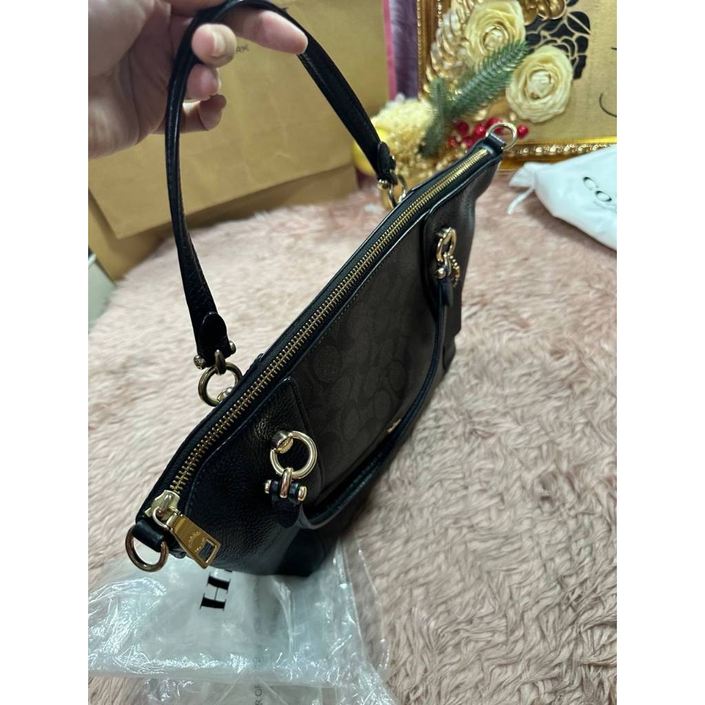 ORIG Preloved CCH Kacey Satchel Medium bag Signature Brown Black