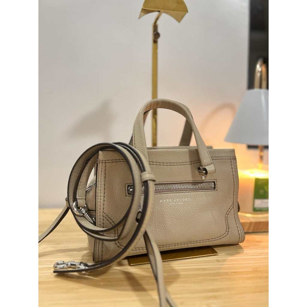 ORIG PRELOVED  MJ Mini Cruiser Pebbled Leather Crossbody Small Satchel Bag Ivory Beige
