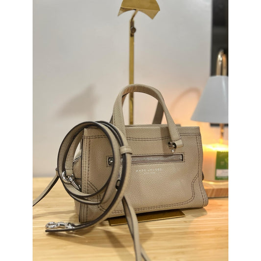 ORIG PRELOVED  MJ Mini Cruiser Pebbled Leather Crossbody Small Satchel Bag Ivory Beige