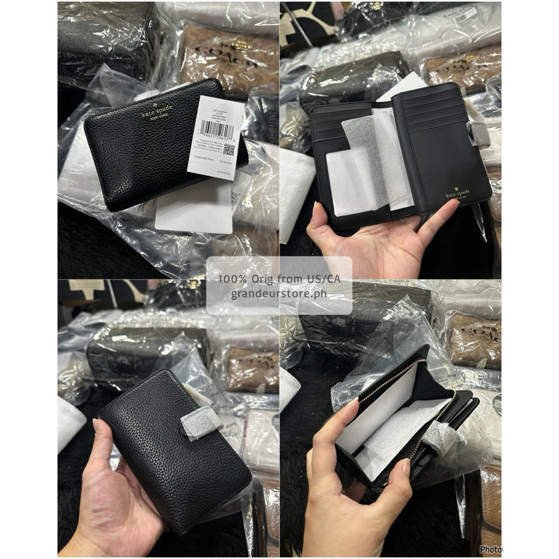 ORIG & IMPORTED KS Lena Pebbled Medium Compact Bifold Wallet Black Brown Green Beige