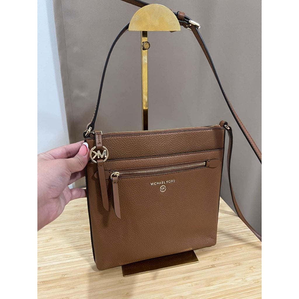 ORIG PRELOVED  MK Jet Set Charm Large North South Flat Crossbody Bag Brown