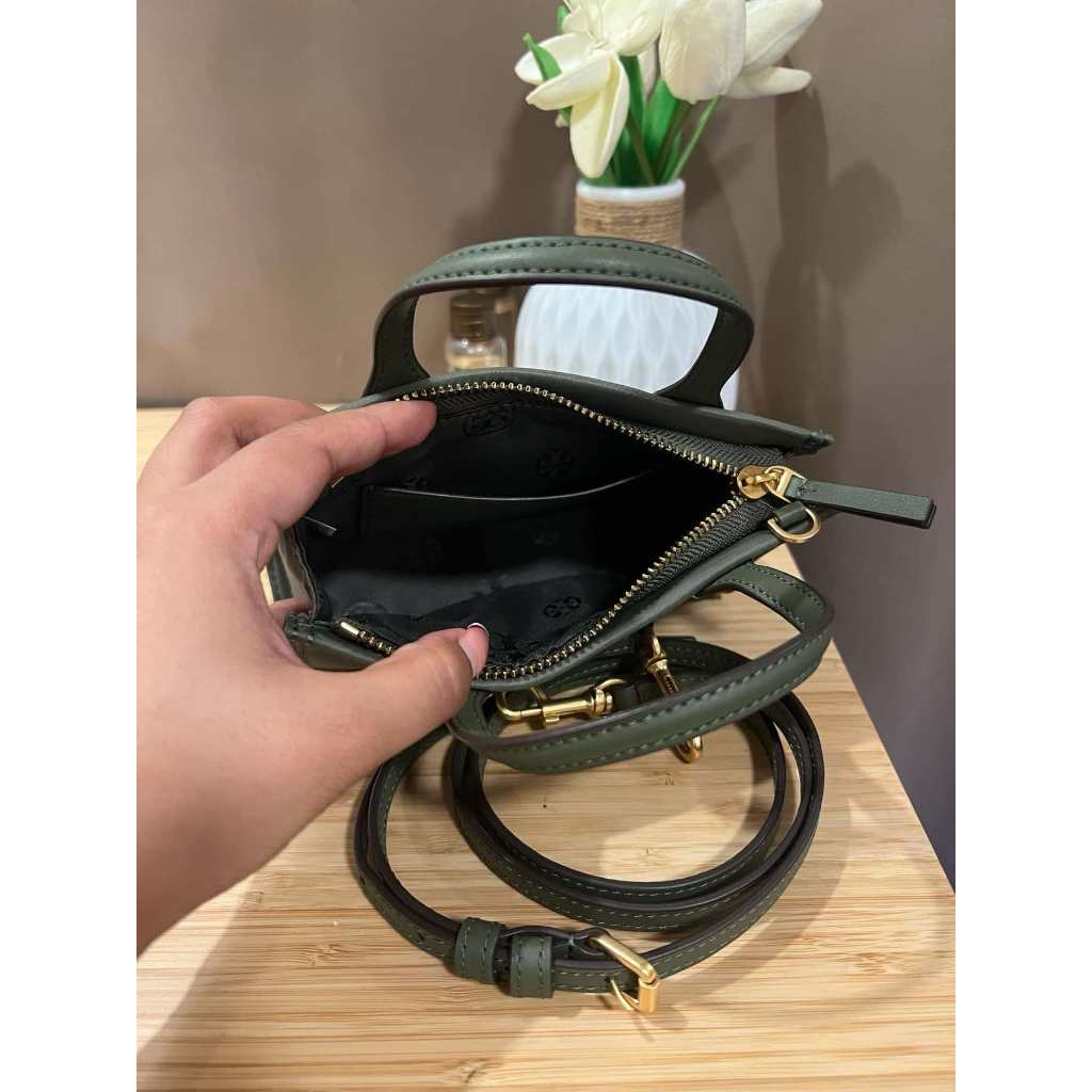 ORIG PRELOVED  TB Ella Nylon Mini Tote Crossbody Bag Purse in Green