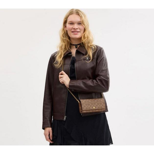ORIG & IMPORTED CCH Retail Evie Long Wallet With Chain In Signature Canvas Khaki Brown