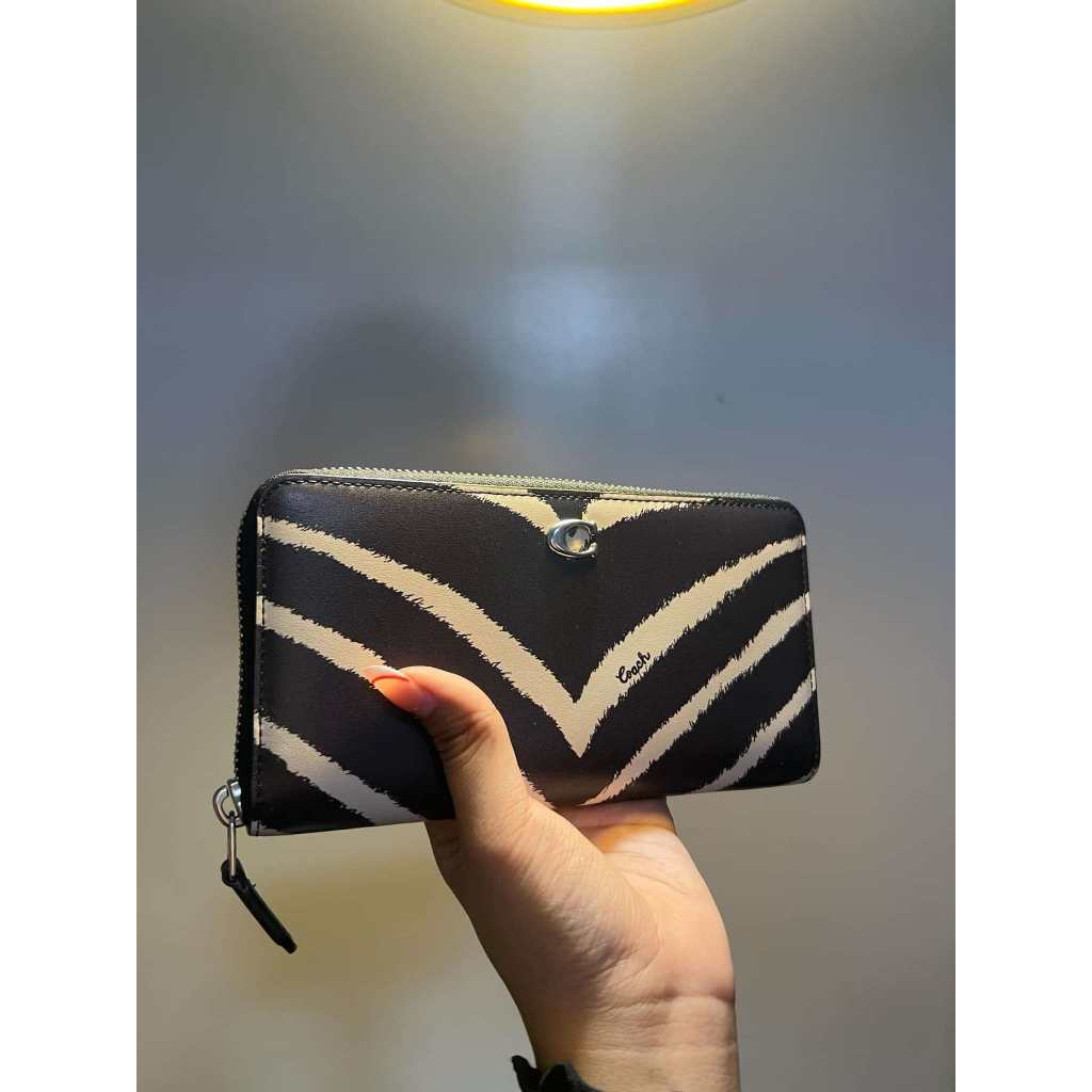 ORIG Preloved CCH Accordion Zip Long Wallet With Zebra Print
