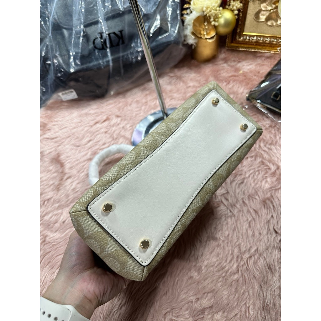 ORIG & IMPORTED CCH Mini Lillie Carryall Satchel Bag Light Khaki/White