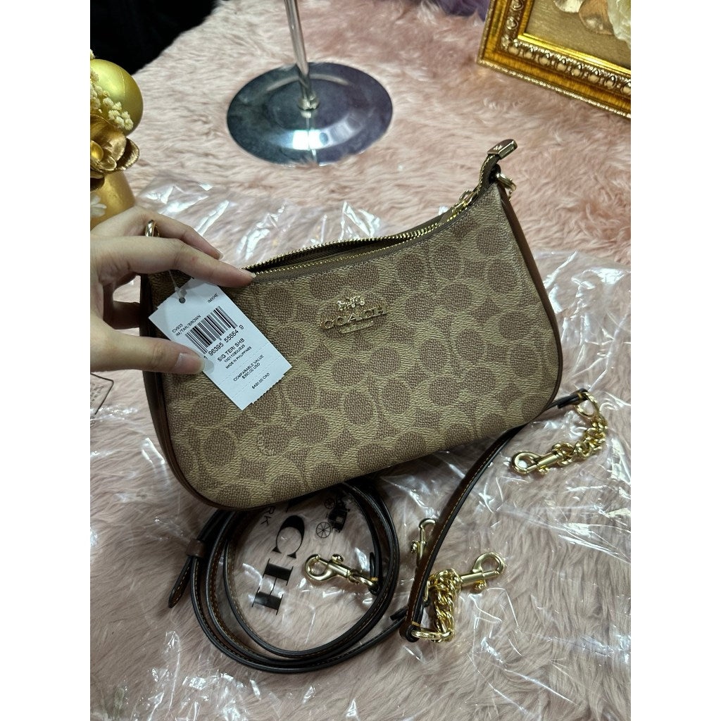ORIG & IMPORTED CCH Teri Shoulder Bag In Signature Canvas in Tan/Brown