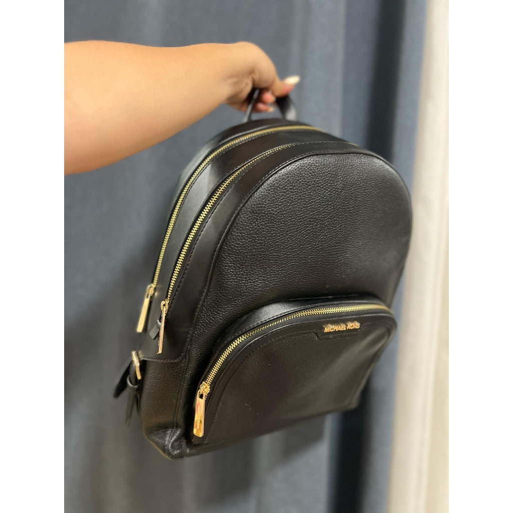 ORIG Preloved MK Jaycee Large Double Zip Backpack Leather Black Bag
