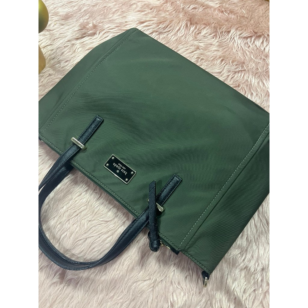 ORIG Preloved KS Dawn Medium Satchel Nylon Bag Olive Green