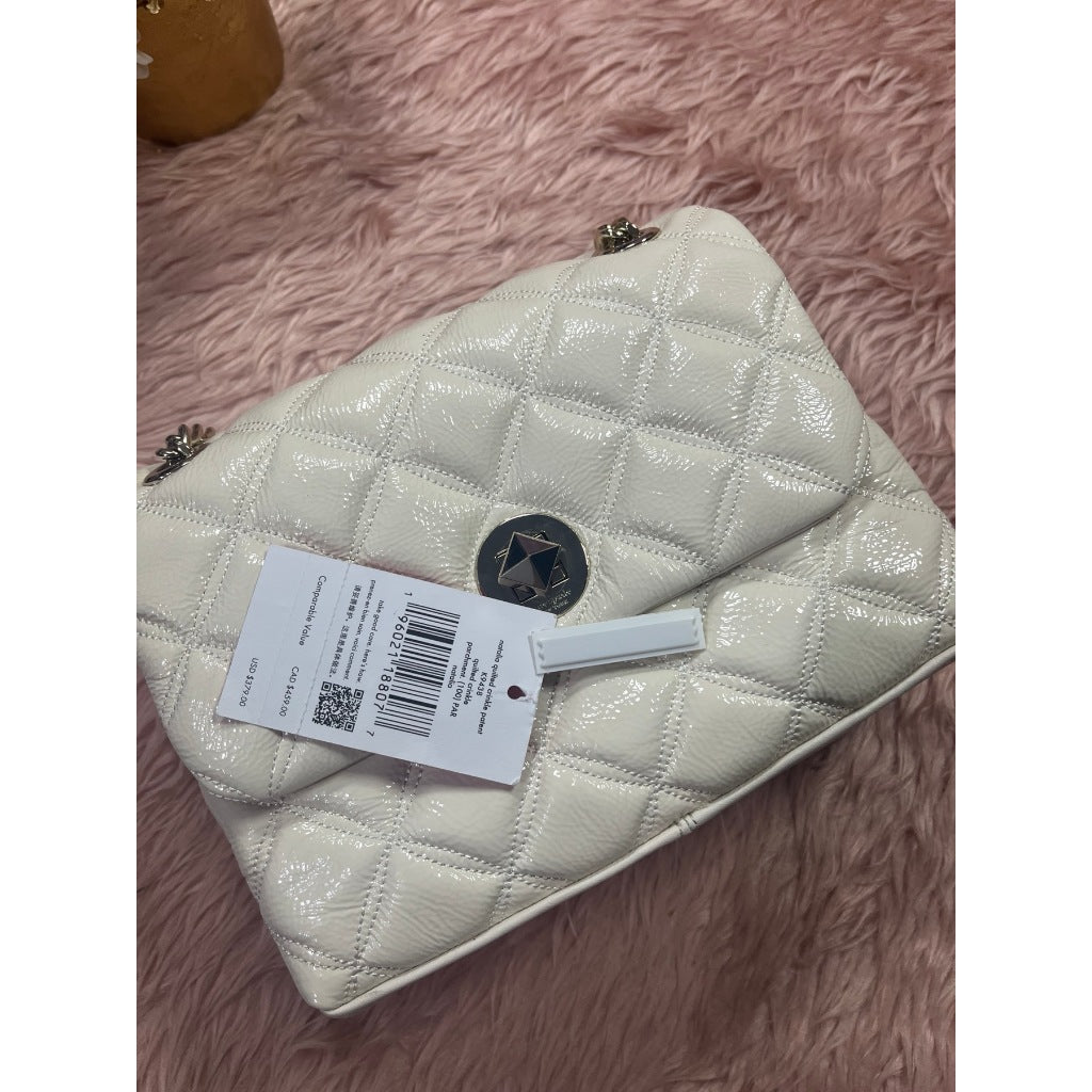 ORIG Preloved KS Natalia Quilted Small Flap Crossbody Bag in Parchment White
