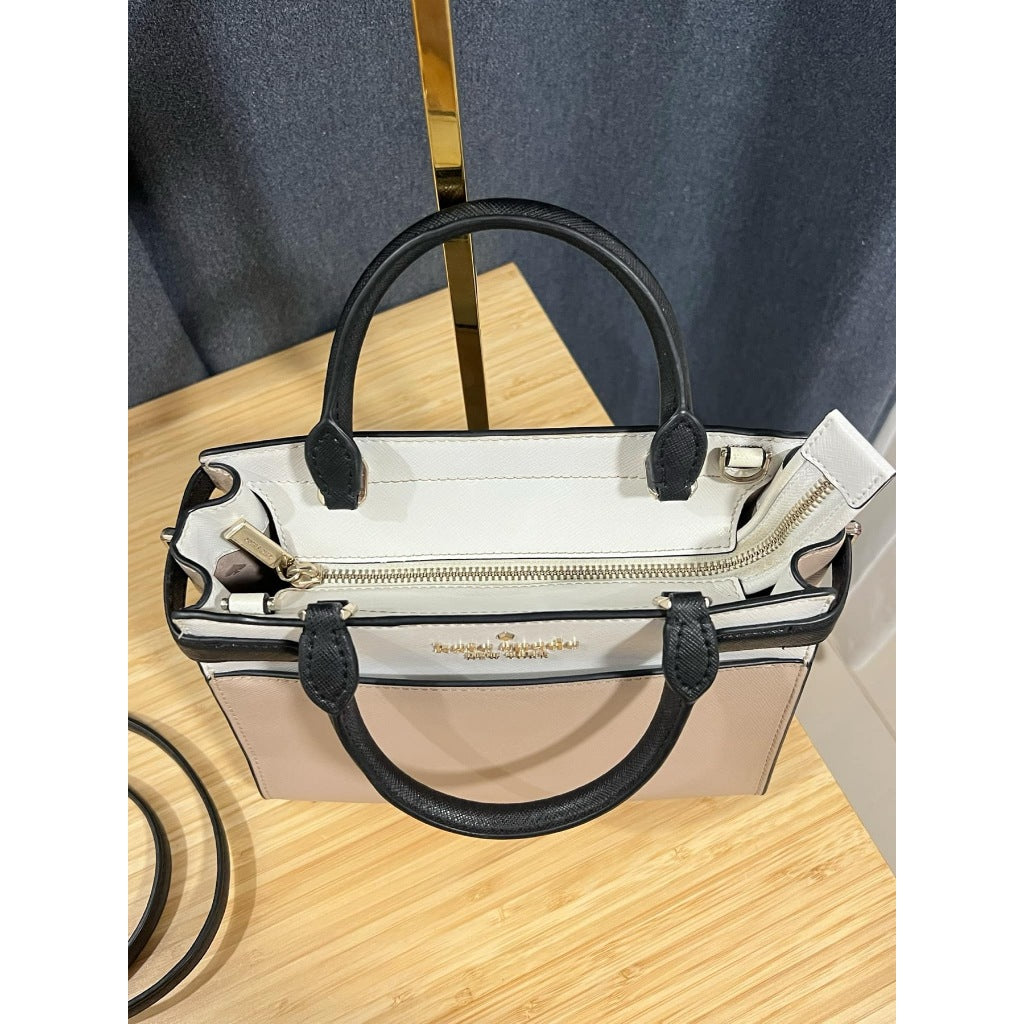 ORIG Preloved KS Staci Colorblock Small Satchel Beige Bag