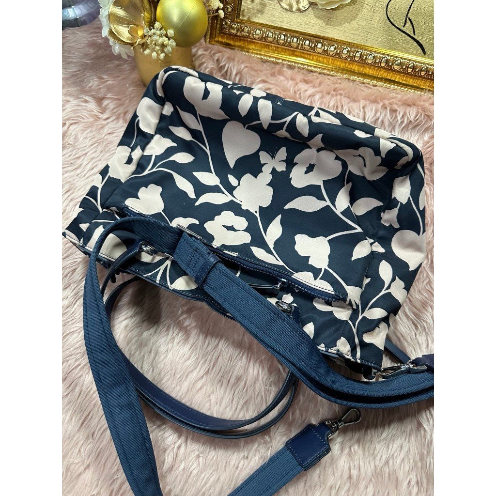 ORIG Preloved KS Jae Garden Floral Vine Medium Satchel Nylon Bag