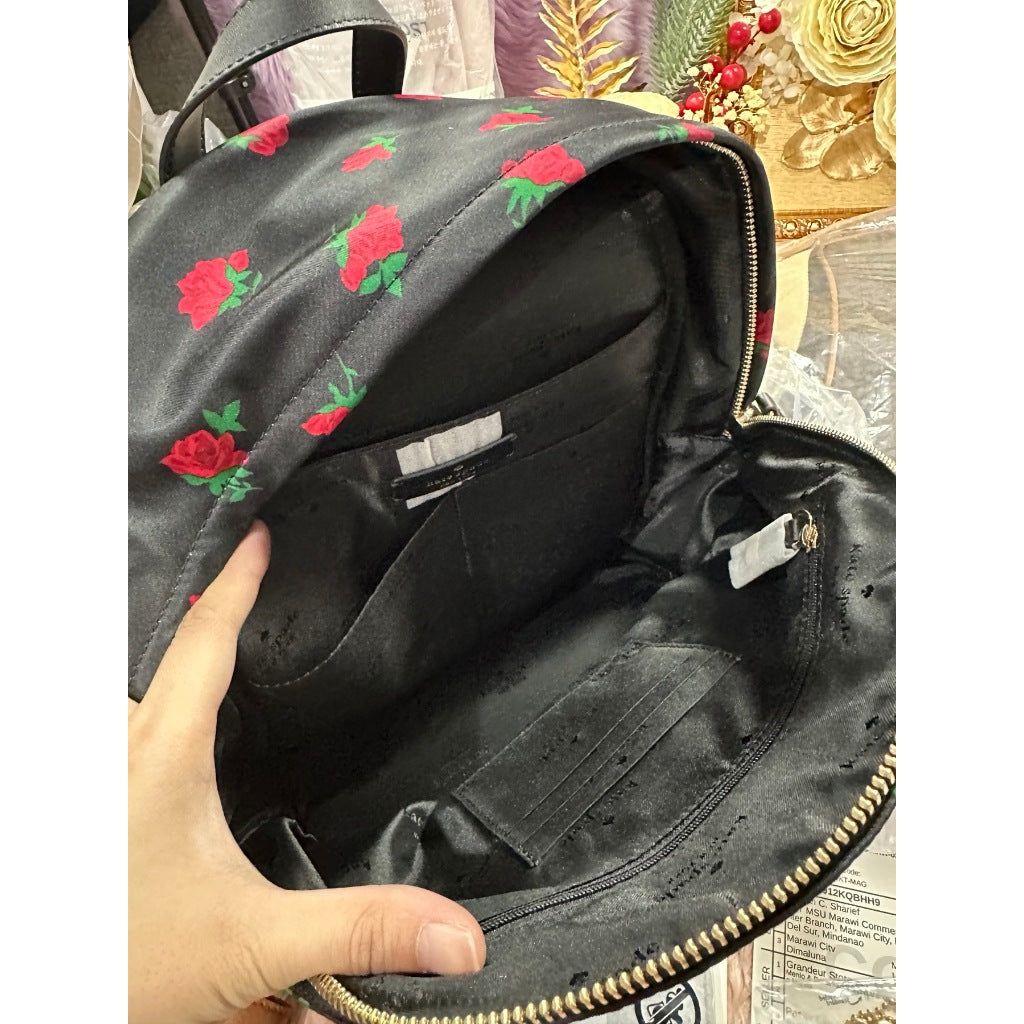 ORIG & IMPORTED KS Chelsea Medium Black Nylon Backpack Rose Toss