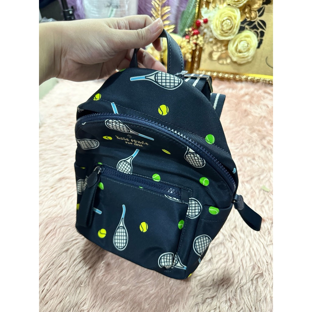 ORIG & IMPORTED KS Chelsea Racquet And Ball Printed Mini Nylon Blue Backpack Bag