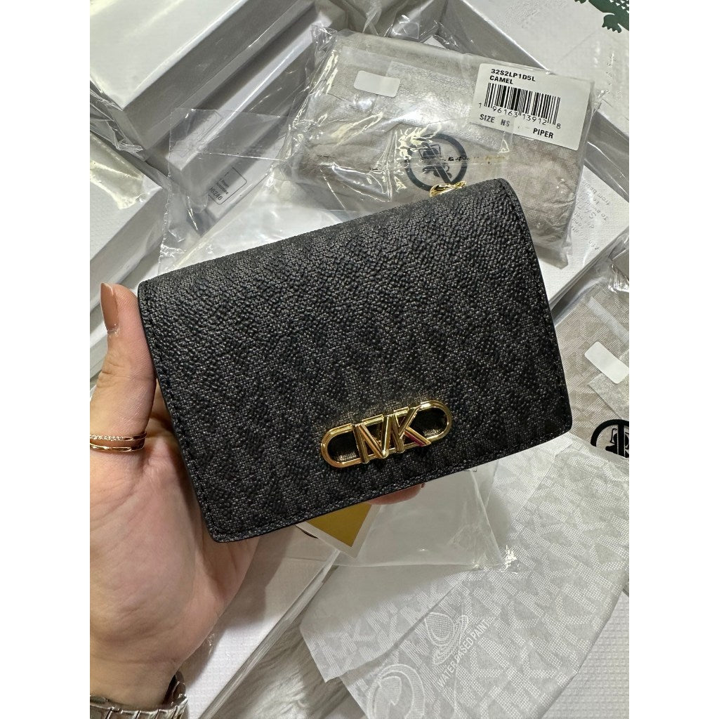 ORIG & IMPORTED MK Retail Parker Medium Logo TriFold Wallet BLACK