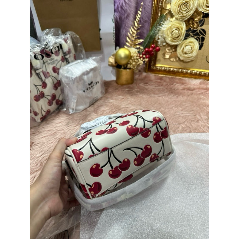 ORIG & IMPORTED CCH Mini Rowan Crossbody Small White Bag With Cherry Print