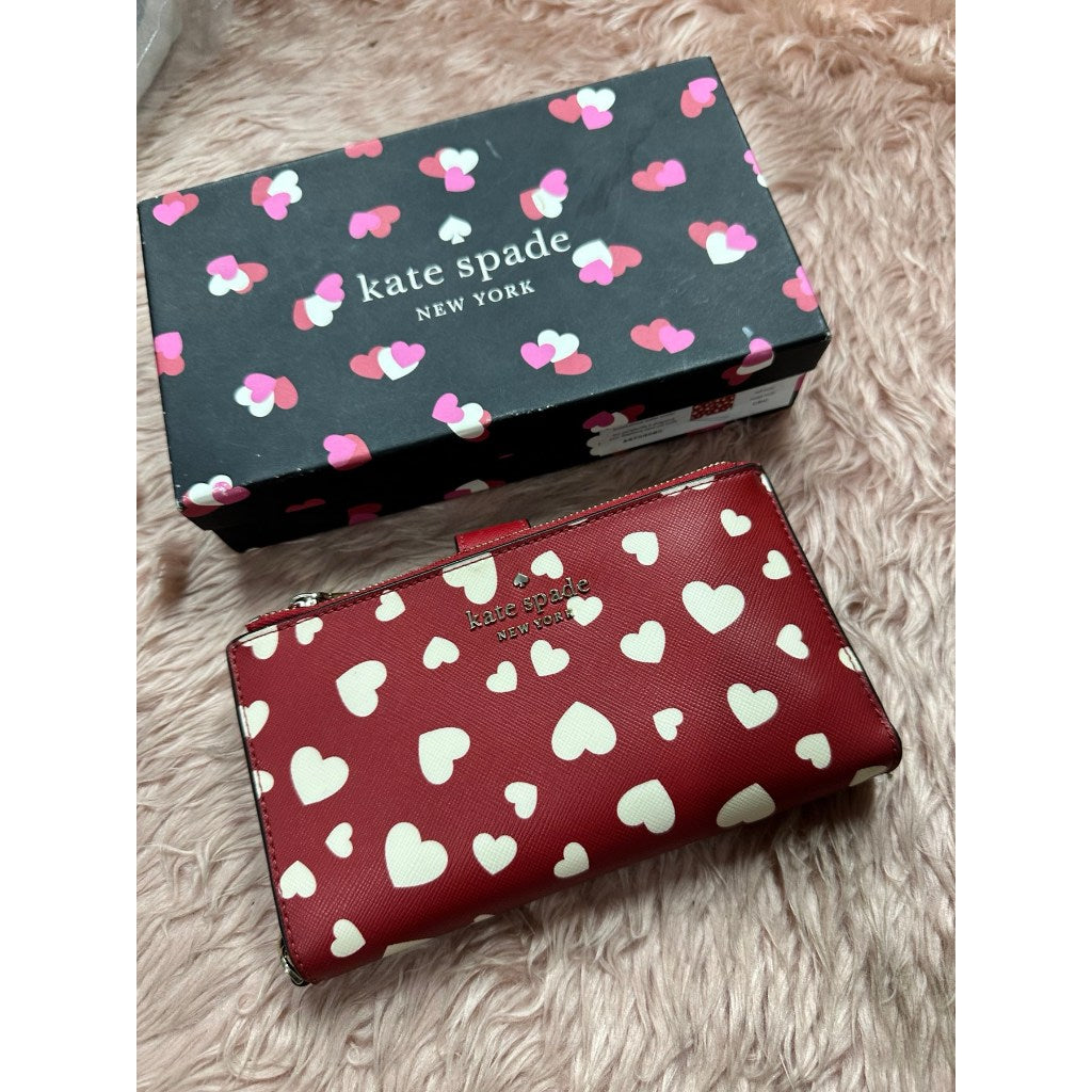 ORIG & IMPORTED Preloved KS Staci Heart Pop Printed Boxed Phone Wristlet Red Long Wallet