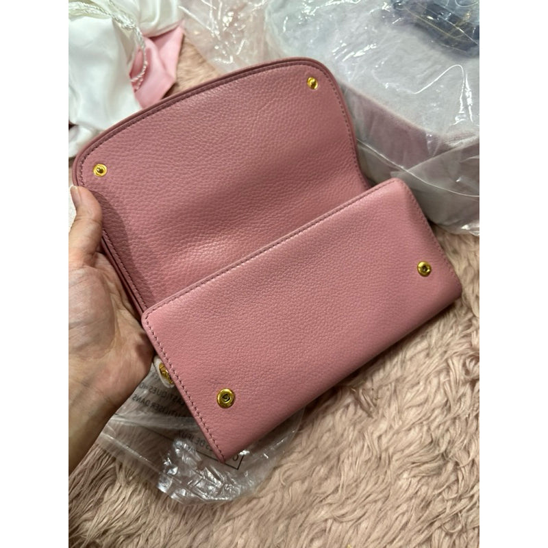 ORIG & IMPORTED TB Pink Leather Britten Duo Continental Long Phone Wallet