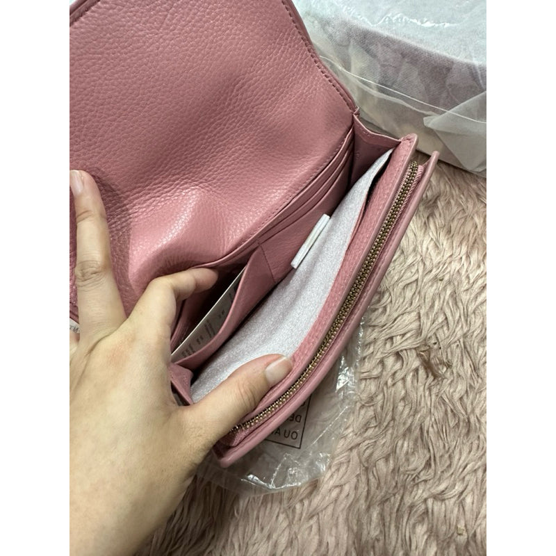 ORIG & IMPORTED TB Pink Leather Britten Duo Continental Long Phone Wallet