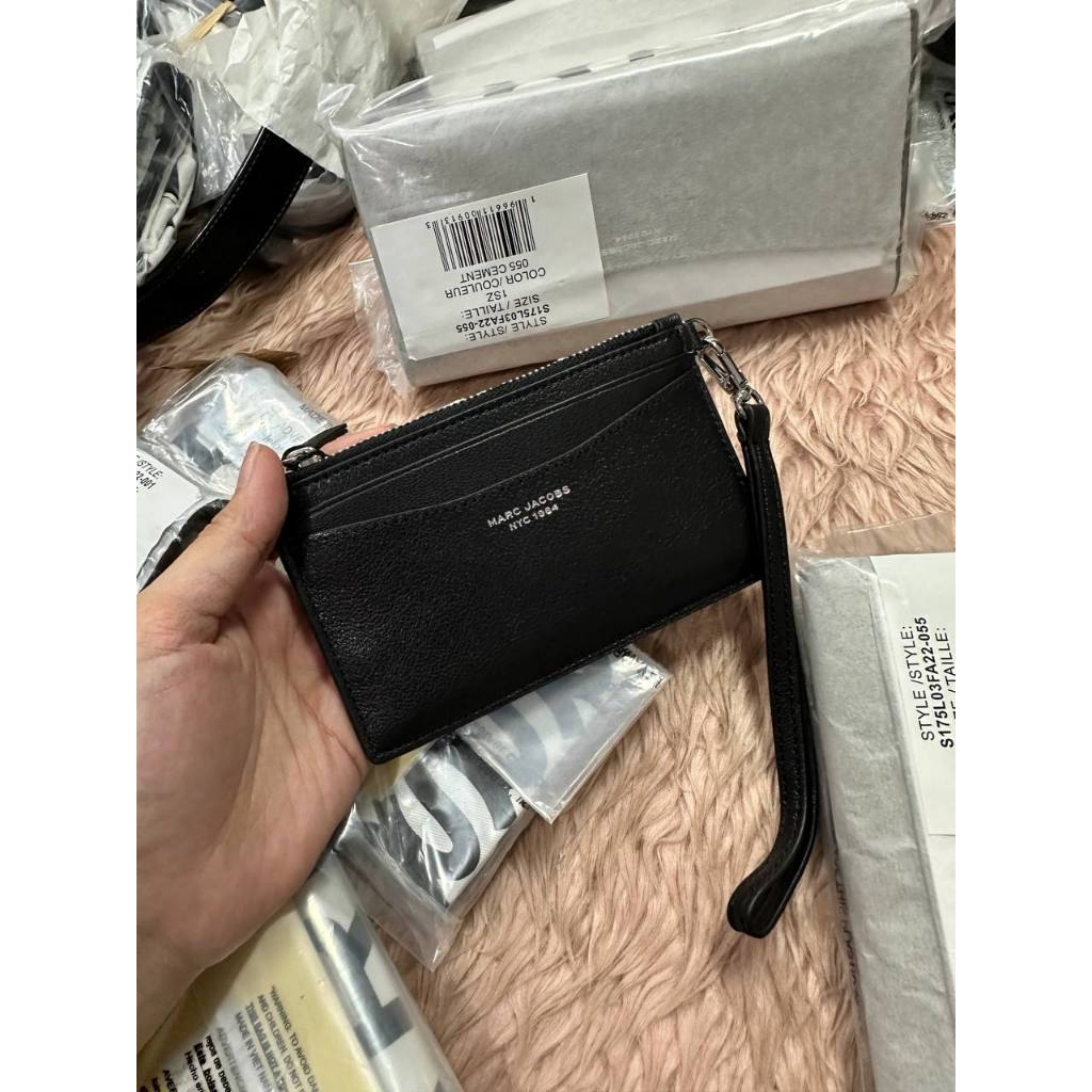 ORIG & IMPORTED MJ The Top Zip Wristlet Wallet Taupe / Black