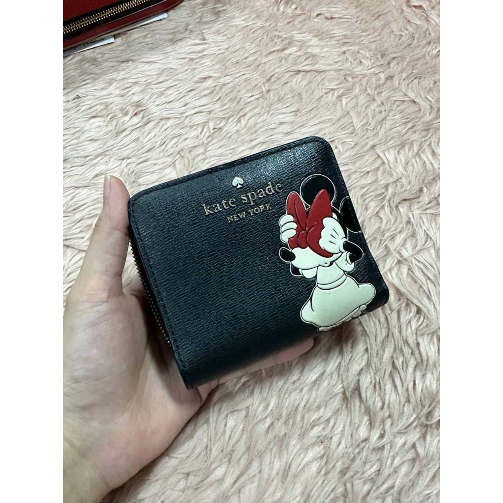 ORIG Preloved KS Minnie Mouse Zip Around Black Small Wallet