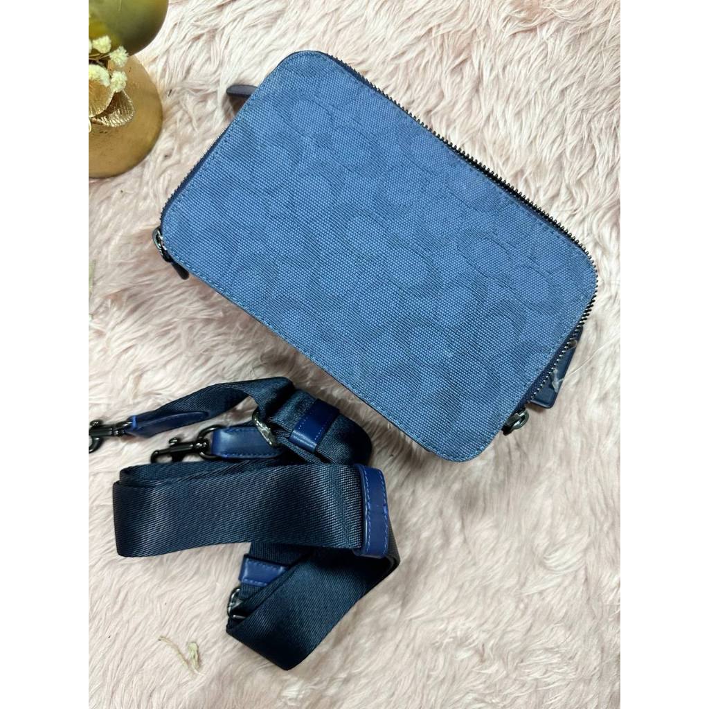 ORIG Preloved CCH Charter Crossbody Bag 19 In Signature Canvas Jacquard Blue