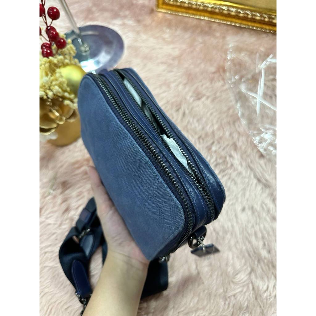 ORIG Preloved CCH Charter Crossbody Bag 19 In Signature Canvas Jacquard Blue