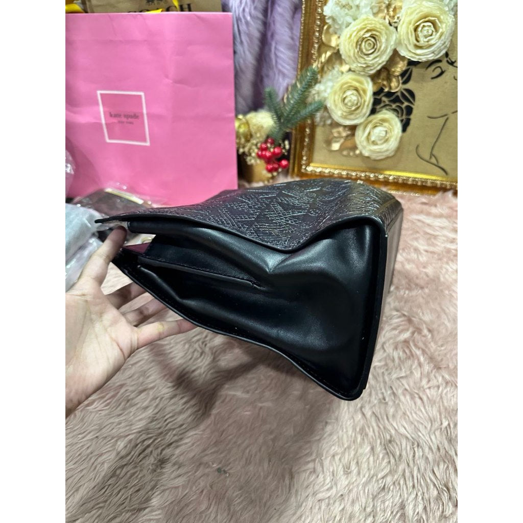 ORIG & IMPORTED MK Penelope Embossed Python Satchel Large Black Bag