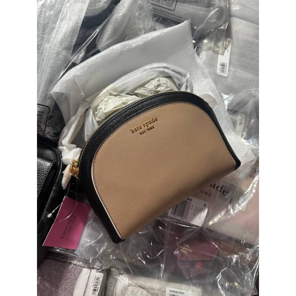 ORIG & IMPORTED KS Spencer Double-zip Small Dome Crossbody Bag Beige Black