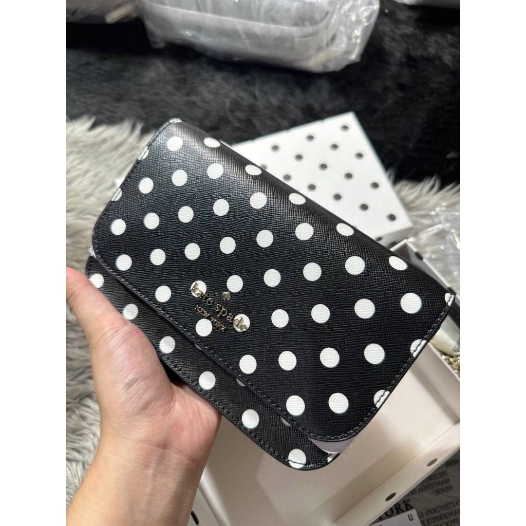ORIG & IMPORTED KS Cheers Black Polka Dot Crossbody Black Mini Bag with Box