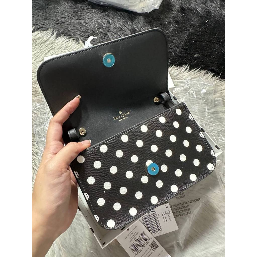 ORIG & IMPORTED KS Cheers Black Polka Dot Crossbody Black Mini Bag with Box