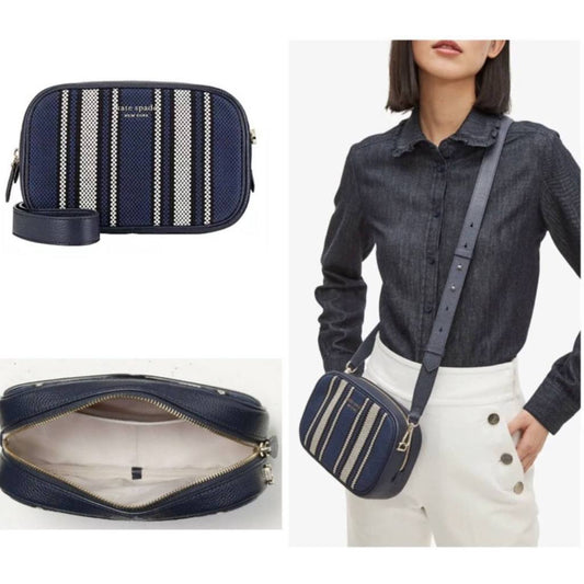 ORIG & IMPORTED KS Astrid Canvas Stripe Medium Crossbody Bag Blue