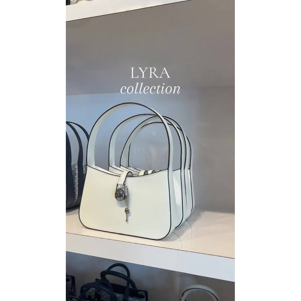 ORIG & IMPORTED MK Lyra Small Zip Pouchette Shoulder Hand Bag Brown White