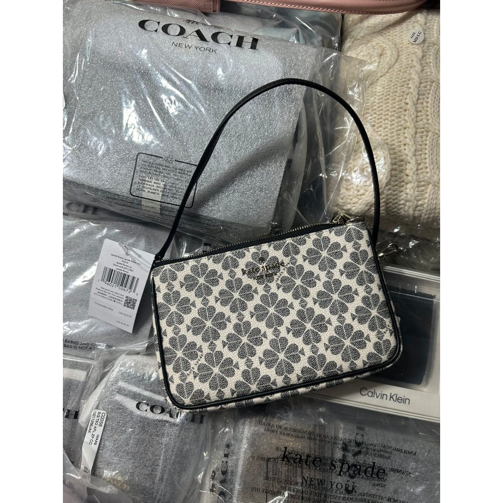 ORIG & IMPORTED KS Leila Spade Flower Convertible Wristlet Small Bag Beige/Black/Pink