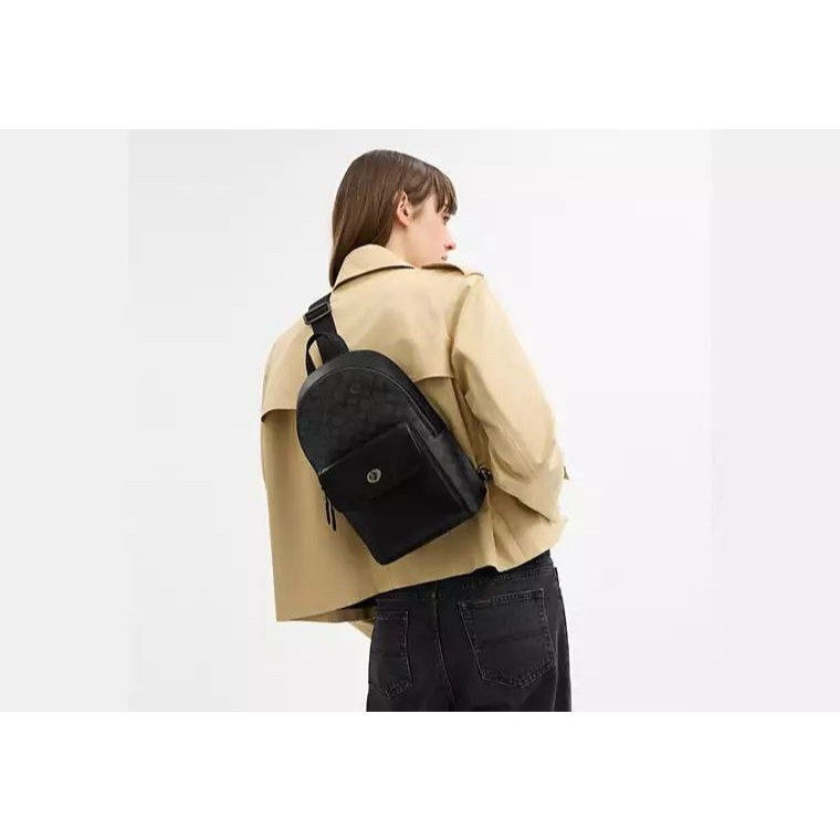 ORIG & IMPORTED CCH Turnlock Sling Pack Men Black Body Bag In Signature Canvas