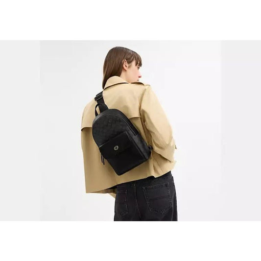 ORIG & IMPORTED CCH Turnlock Sling Pack Men Black Body Bag In Signature Canvas