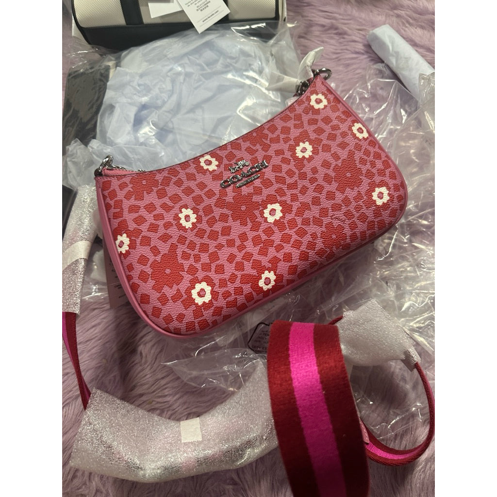 ORIG & IMPORTED CCH Teri Shoulder Red Pink Bag With Floral Print