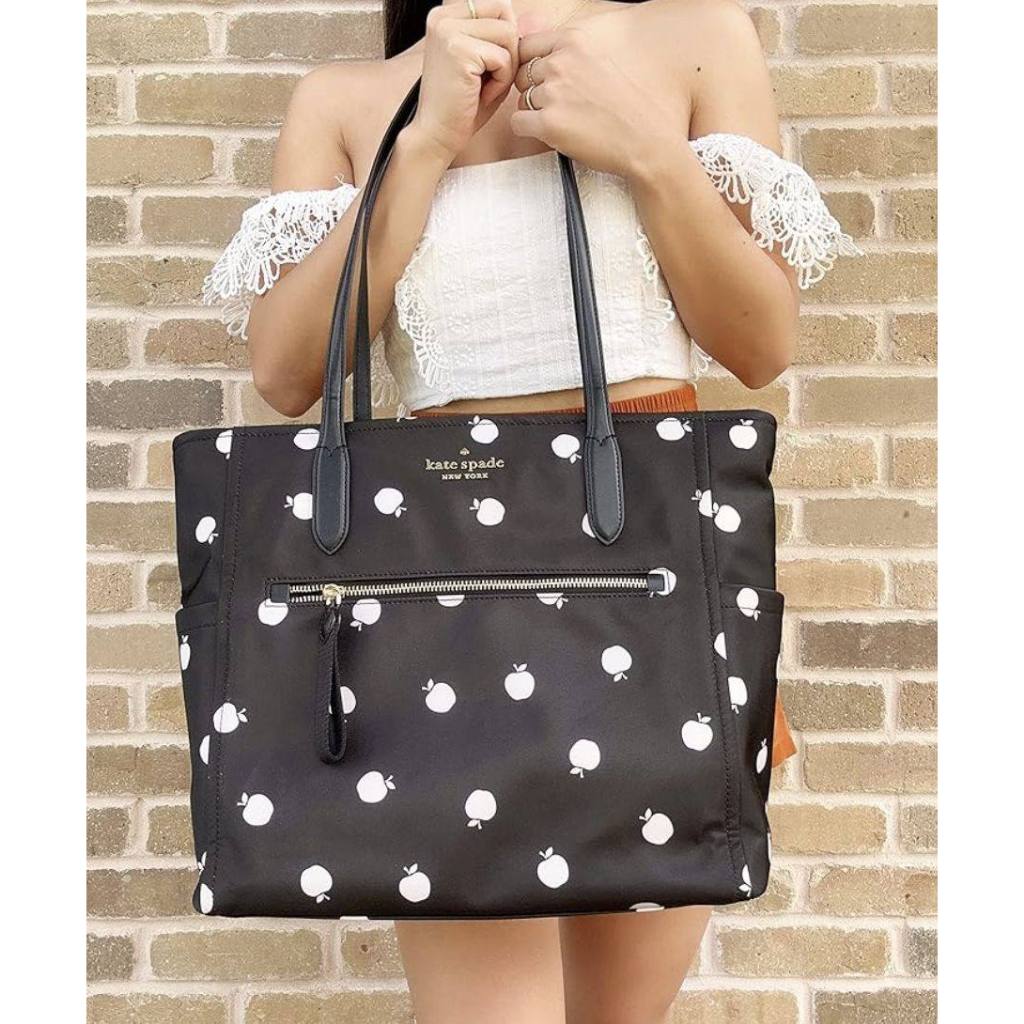 ORIG KS Chelsea Large Floral Nylon Black Tote Bag