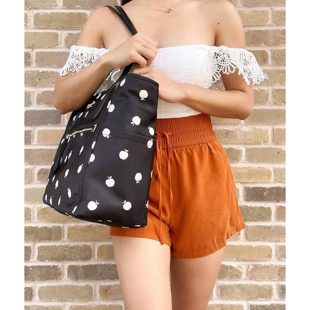 ORIG KS Chelsea Large Floral Nylon Black Tote Bag